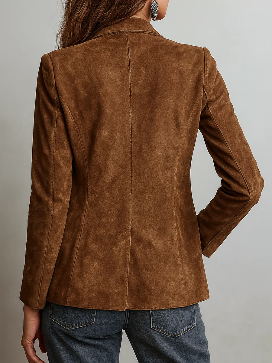 Women's Single Breasted Blazer – Notched Lapel Patch Pockets Office Wear